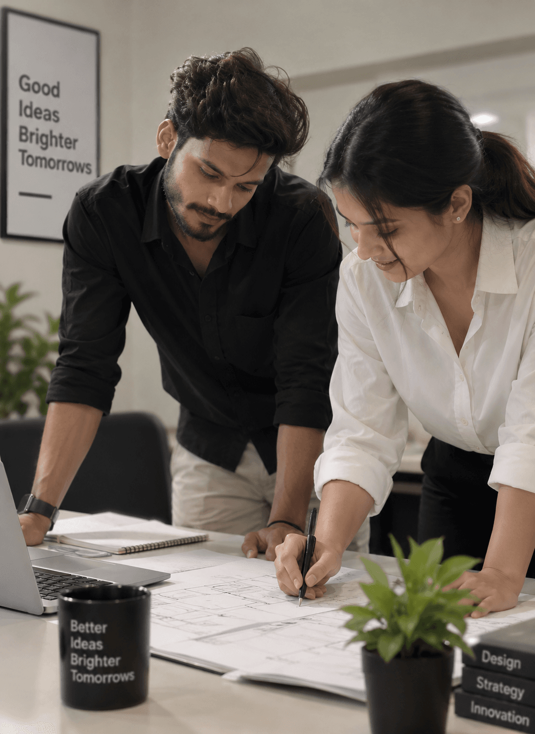 Designers and developers reviewing architectural client deliverables and live applications